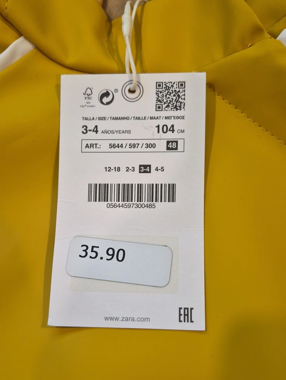 Zara Yellow Hooded Poncho Raincoat